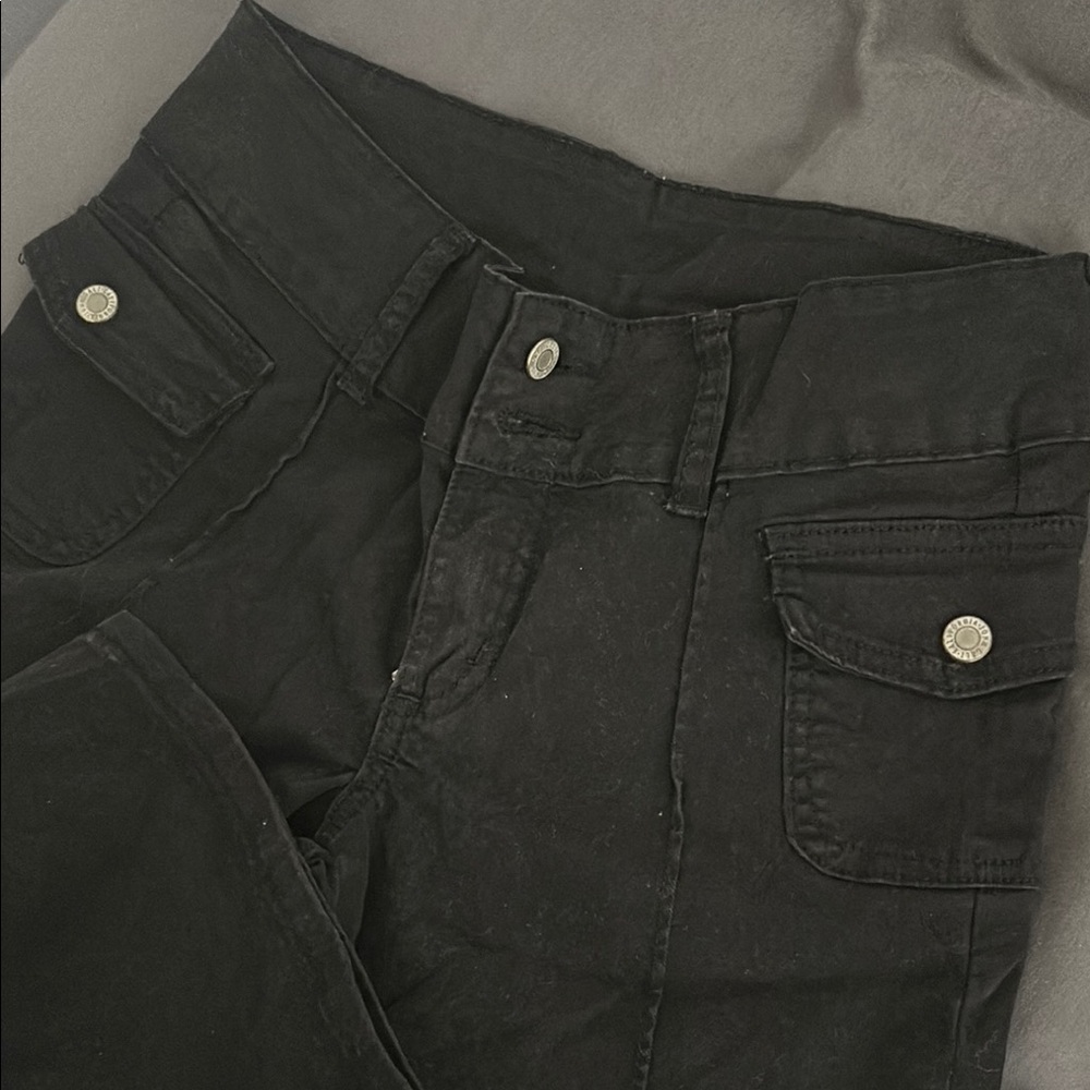 Black Denim Jeans with Button Details